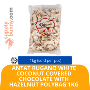 Image of Antat Rugano White Coconut Covered Chocolate With Hazelnut Polybag 1kg (sold per carton) from Supplybunny.com