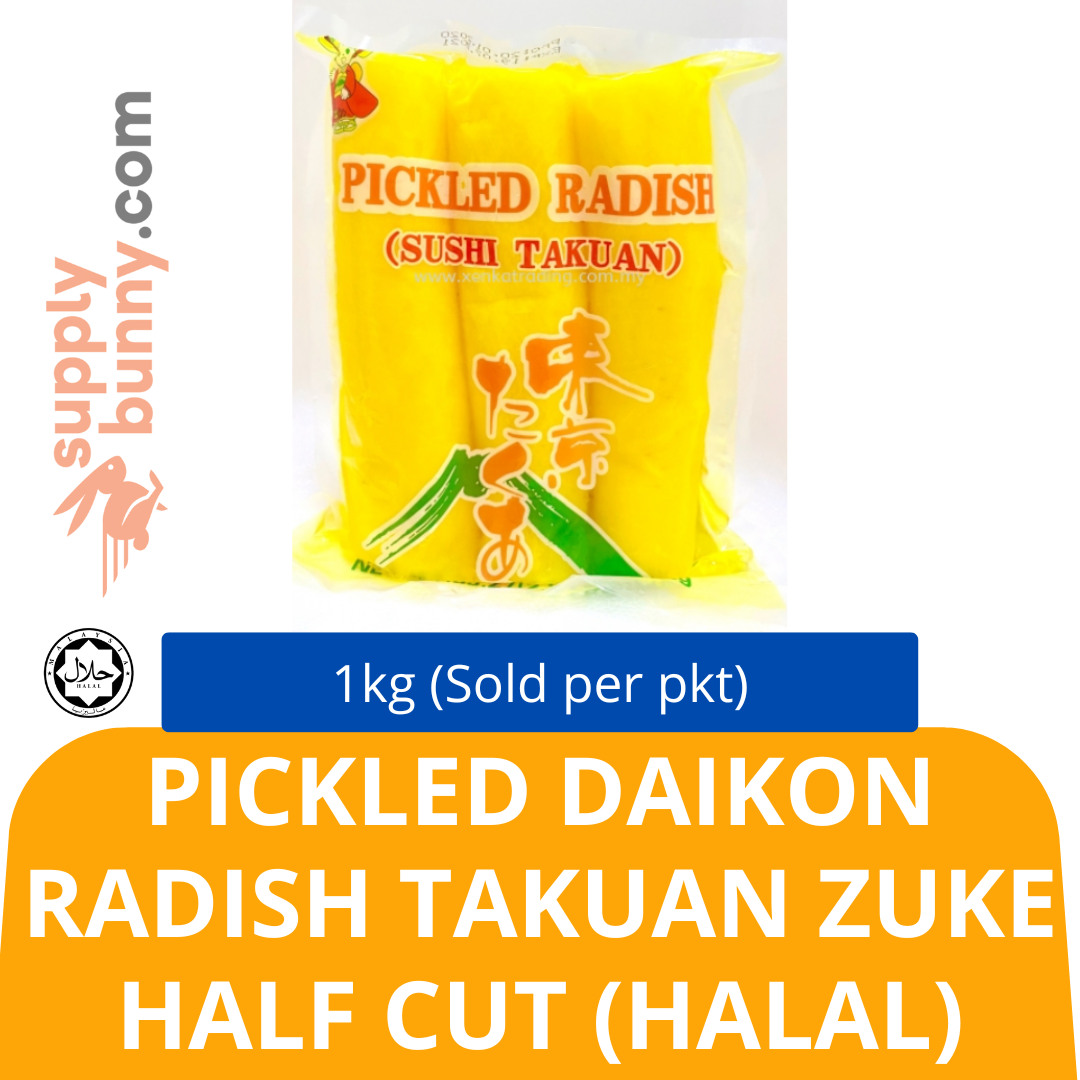 Pickled Daikon Radish Takuan Zuke Half Cut 1kg (Halal) (Sold per pkt