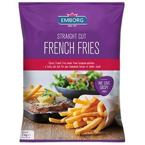 Image of Emborg Straight Cut Fries, French Fries 1kg/pack (10 packs per carton) from Supplybunny.com