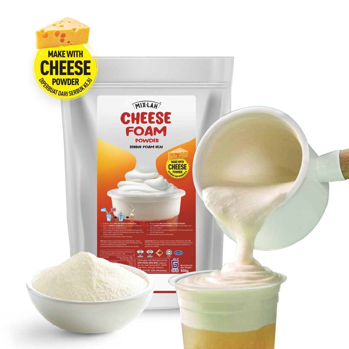 MIXLAH Cheese foam powder topping 500g/pack (Sold per Pack) — HORECA