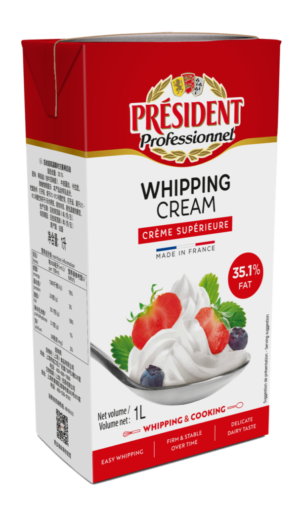 President Whipping Cream UHT 35.1 Fat 1L (sold per pack) — HORECA