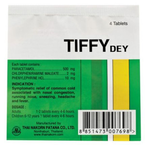 Image of Tiffy Dey - Relieves Colds With Nasal Congestion 4 tables/pack (sold per pack) from Supplybunny.com