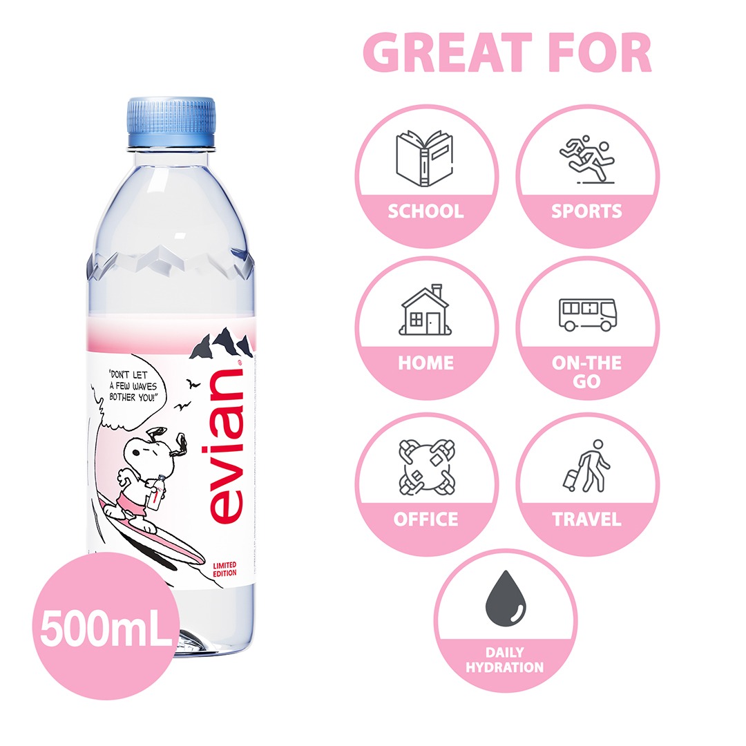 SNOOPY EVIAN Prestige Natural Mineral Water 500ml/Bottle (24 bottles
