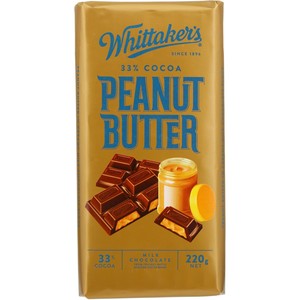 Image of WHITTAKER'S Blocks Peanut Butter 220gm/pack (12 packs per carton) - GBA P.Code: WTK11002 from Supplybunny.com