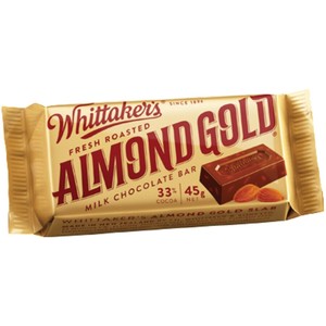 Image of WHITTAKER'S Slab Almond Gold 45gm/pack (10 packs per carton) - GBA P.Code: WTK52001 from Supplybunny.com
