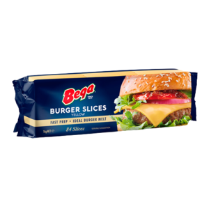 Image of Bega Coloured Burger Cheddar Slice 84's 1kg/pack (12 packs per carton) from Supplybunny.com