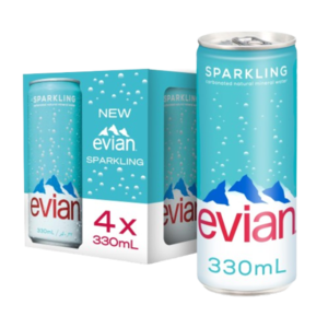 Image of EVIAN Sparkling Can Natural Mineral Water MTP 330ml/pack (4can/pack - 6 packs per carton) Imported from FRANCE Product Code: EW60331 from Supplybunny.com