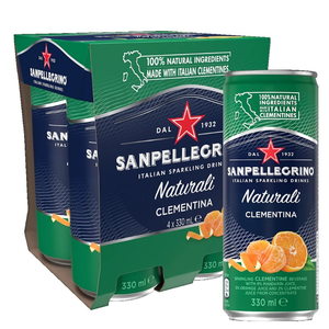 Image of San Pellegrino Sparkling Clementina (Mandarin Orange) Drink 330ml/Can x 4 cans per Pack (Sold per Pack) from Supplybunny.com
